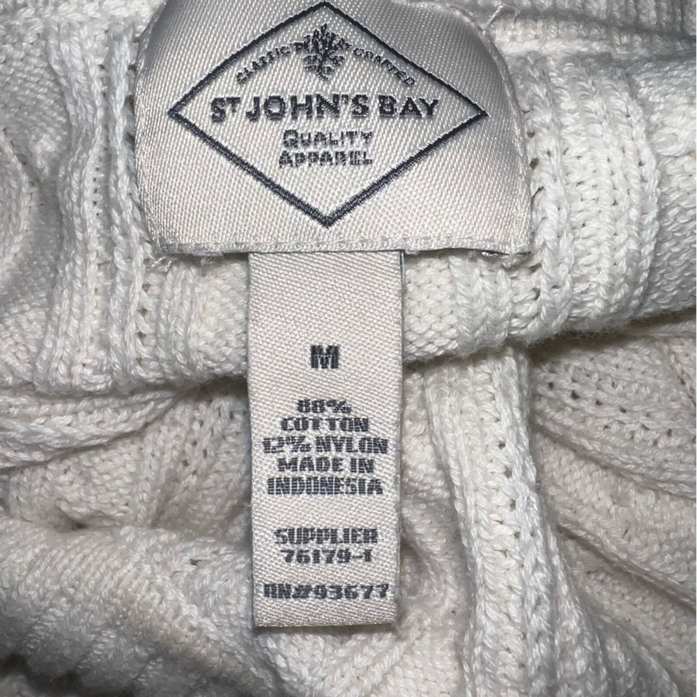 St. John’s Bay Ivory Cable Knit Turtleneck Sweater — Women’s Size M - Picture 6 of 7